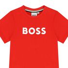 Younger Boys Red Logo T-Shirt, 5, hi-res