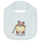Baby Boys Blue Teddy Bear Logo Bib, 2, hi-res