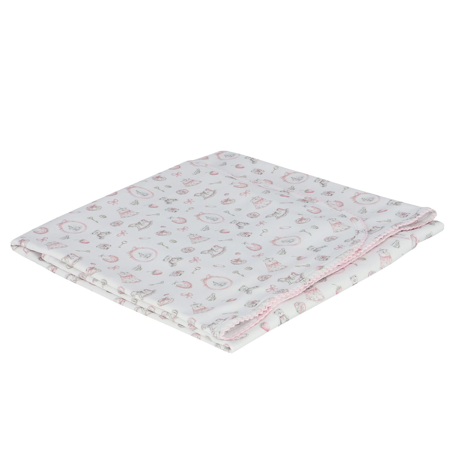 Baby Girls White & Pink Blanket, 1, hi-res image number null