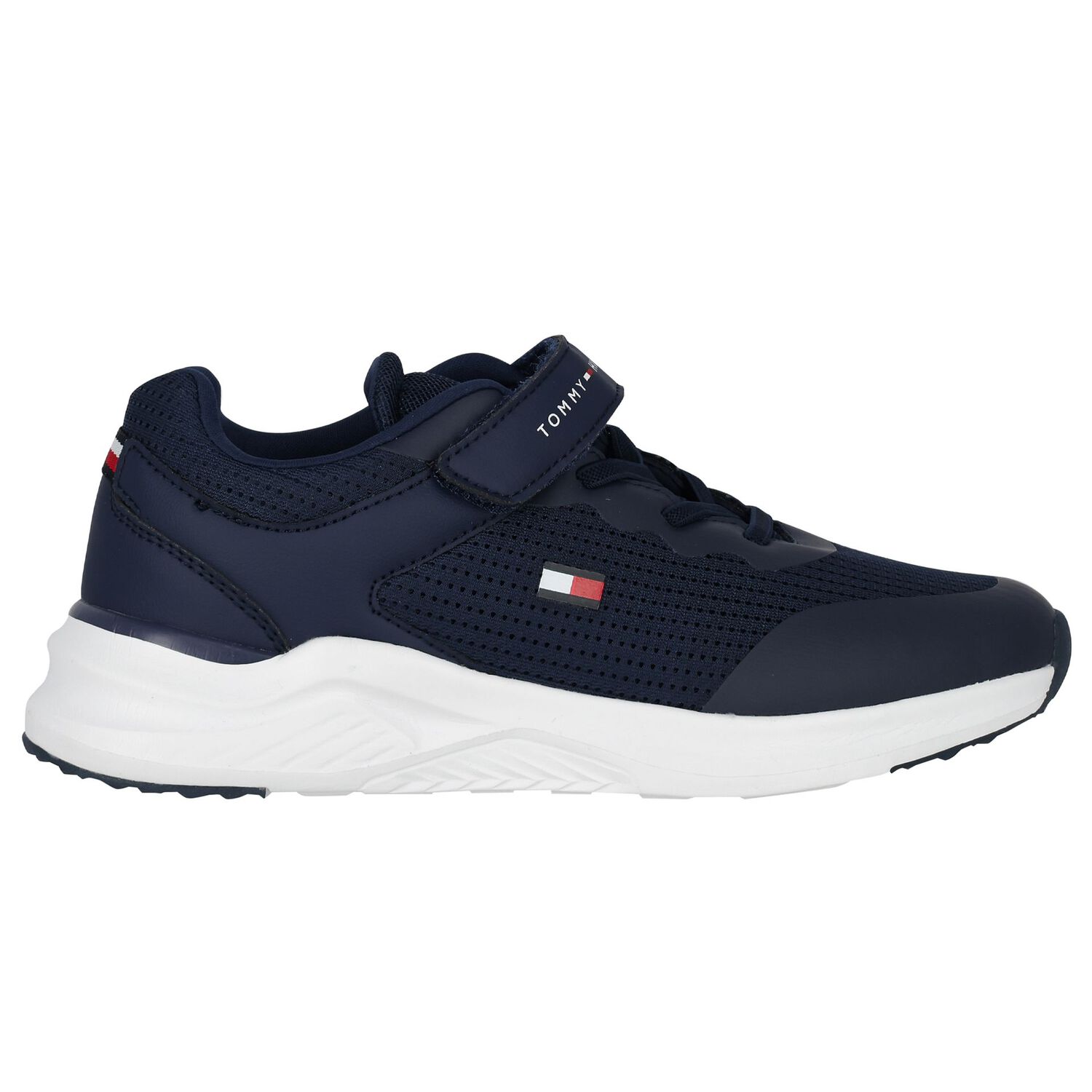 Boys Navy Blue Logo Trainers, 1, hi-res image number null