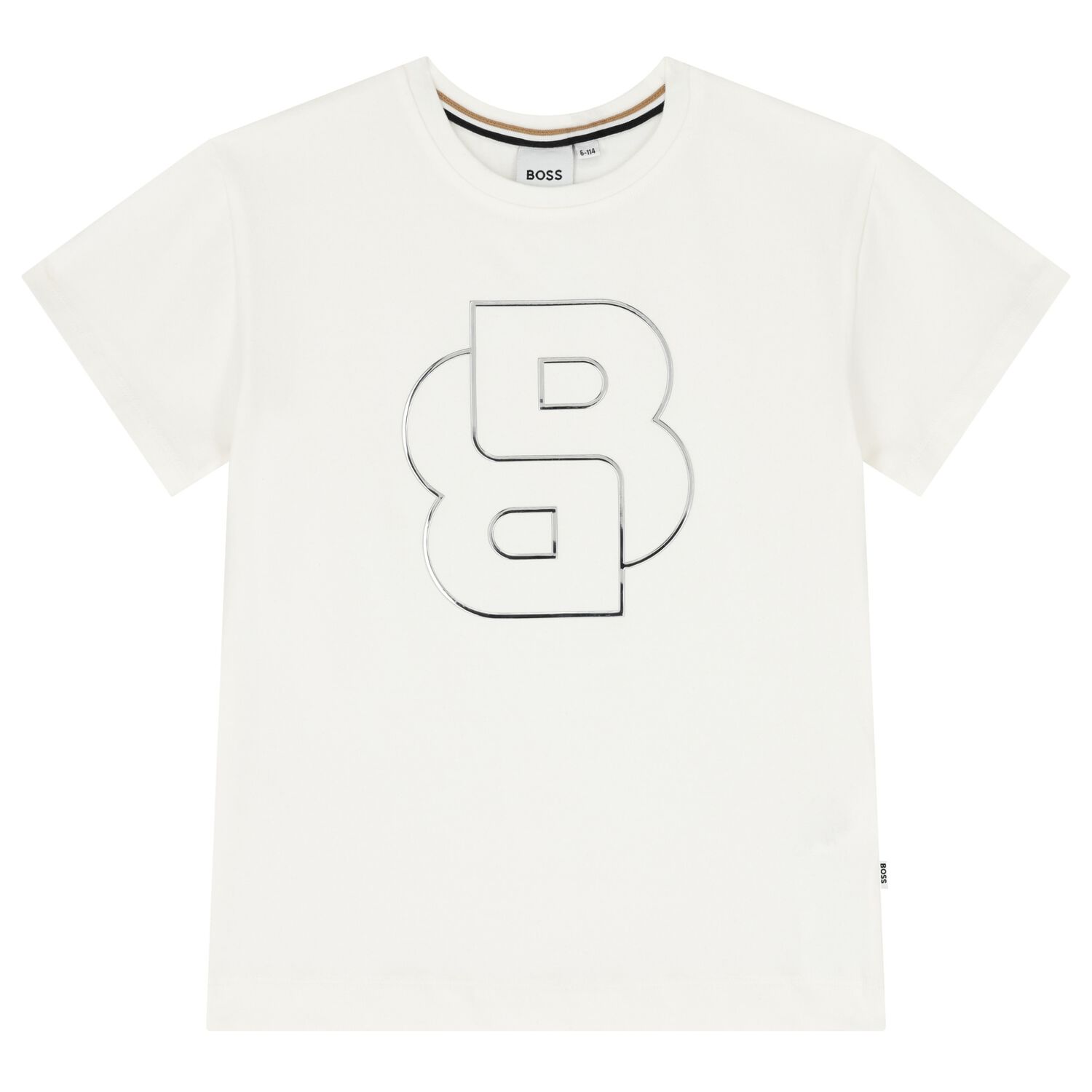 Girls Ivory & Silver Logo T-Shirt, 2, hi-res