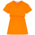 Girls Orange Logo Dress, 2, hi-res