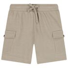 Boys White & Beige Shorts Set, 1, hi-res