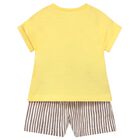 Baby Boys Yellow, White & Beige Shorts Set, 1, hi-res