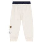 Baby Boys Ivory & Navy Blue Teddy Bear 3 Piece Tracksuit, 1, hi-res