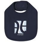 Baby Boys Navy Blue Logo Bib, 3, hi-res