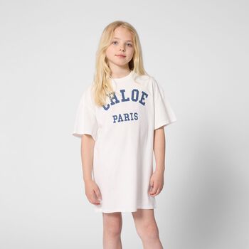 Girls Mini Me White T-Shirt Dress