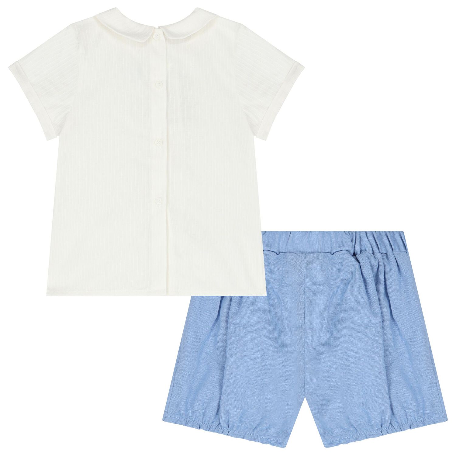 Baby Boys White & Blue Shorts Set, 2, hi-res