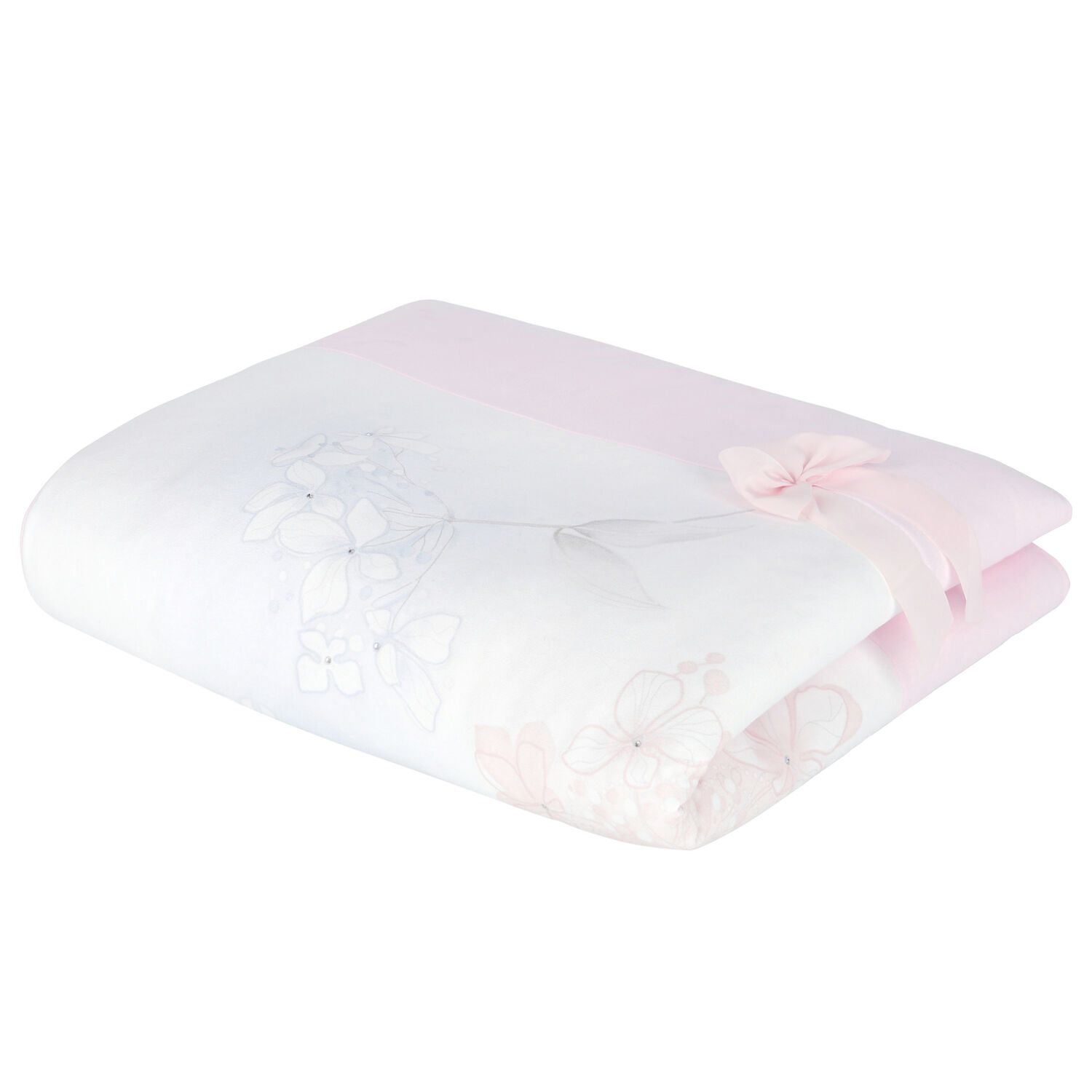 Baby Girls White & Pink Floral Blanket, 1, hi-res