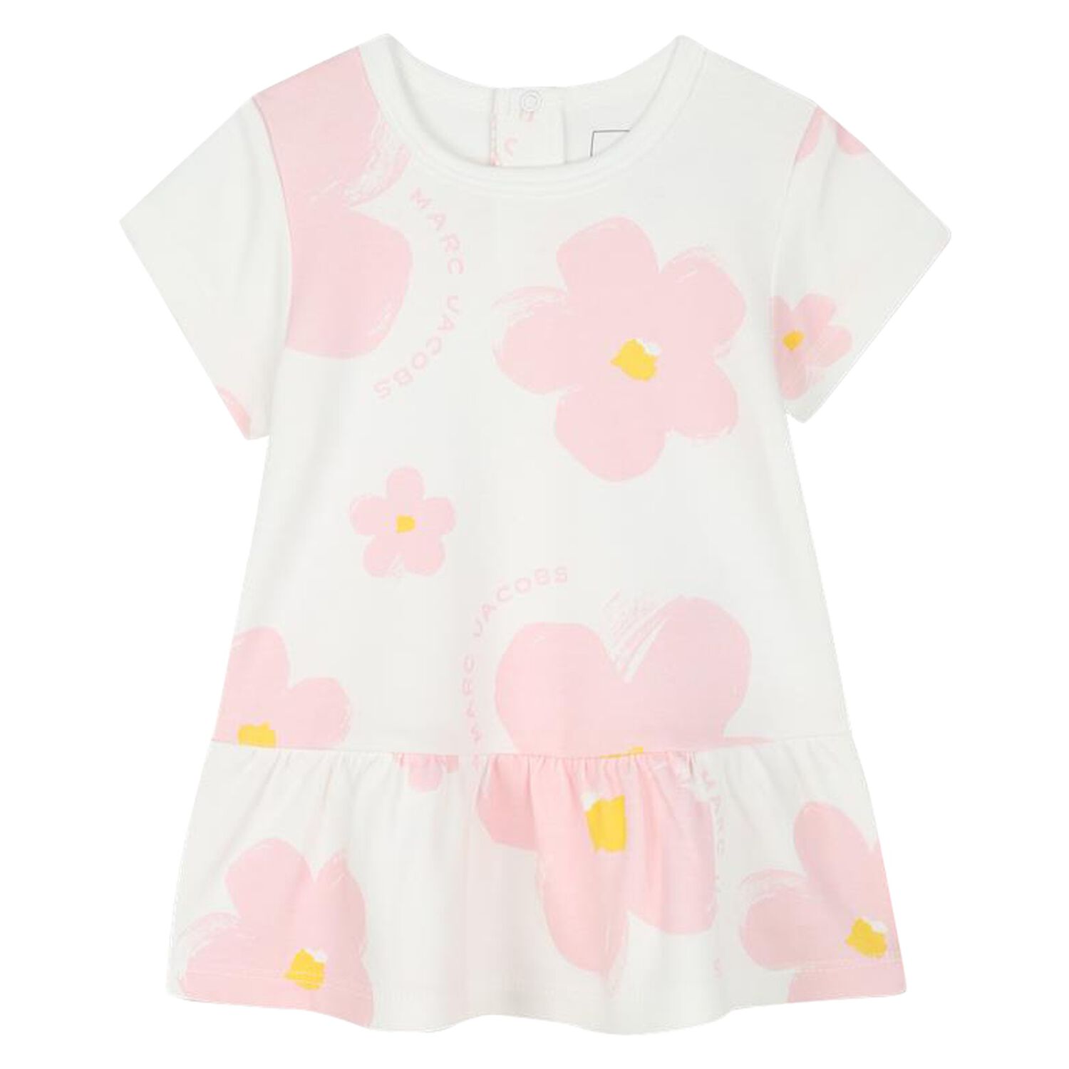 Younger Girls Ivory & Pink Daisy Dress, 1, hi-res