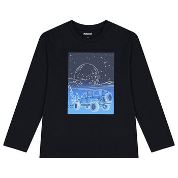 Boys Navy Blue Glow in the Dark Long Sleeve Top