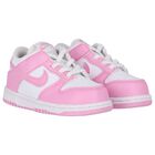 Younger Girls White & Pink Logo Dunk Low Trainers, 1, hi-res