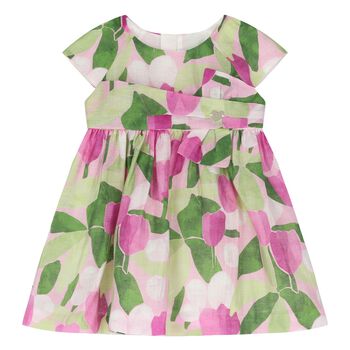 Younger Girls Green & Purple Floral Dress