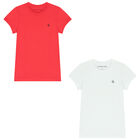 Girls White & Pink Logo T-Shirts ( 2-Pack ), 3, hi-res