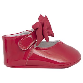 Baby Girls Red Bow Pre Walker Shoes