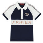 Boys Navy Blue Logo Polo Shirt, 2, hi-res