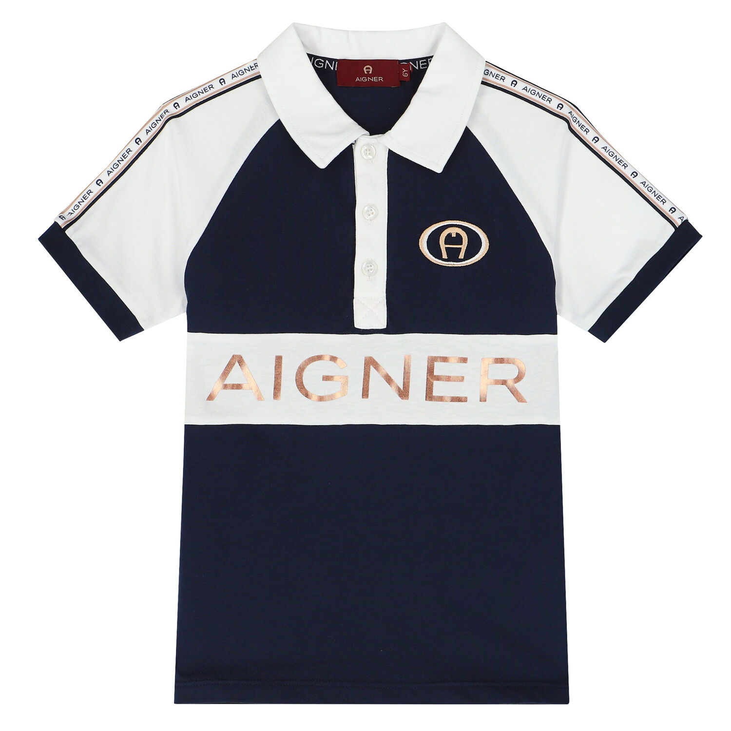 Boys Navy Blue Logo Polo Shirt, 2, hi-res