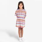 Girls Multi-Coloured Zig Zag Crochet Dress, 1, hi-res