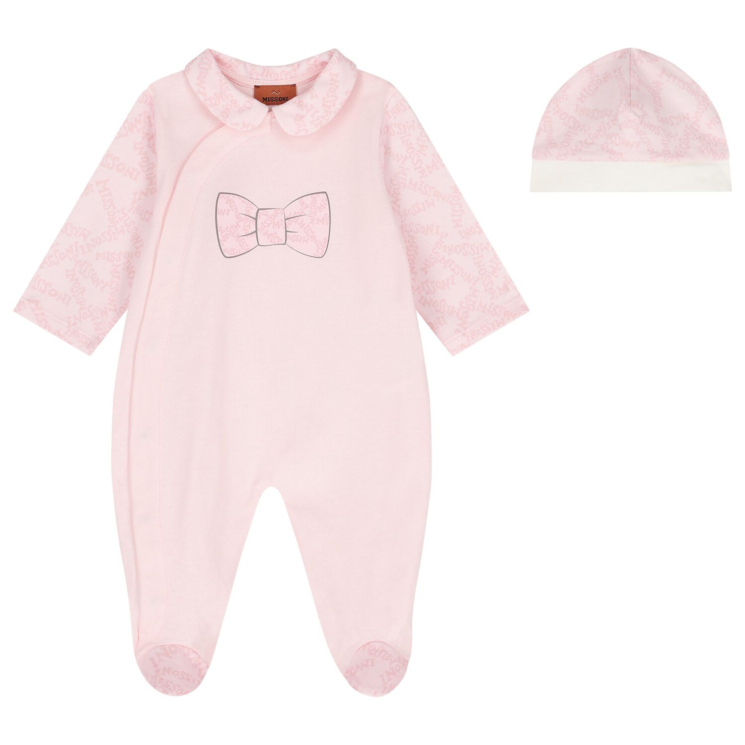 Baby Girls Pink Bow Logo Babygrow Set, 1, hi-res