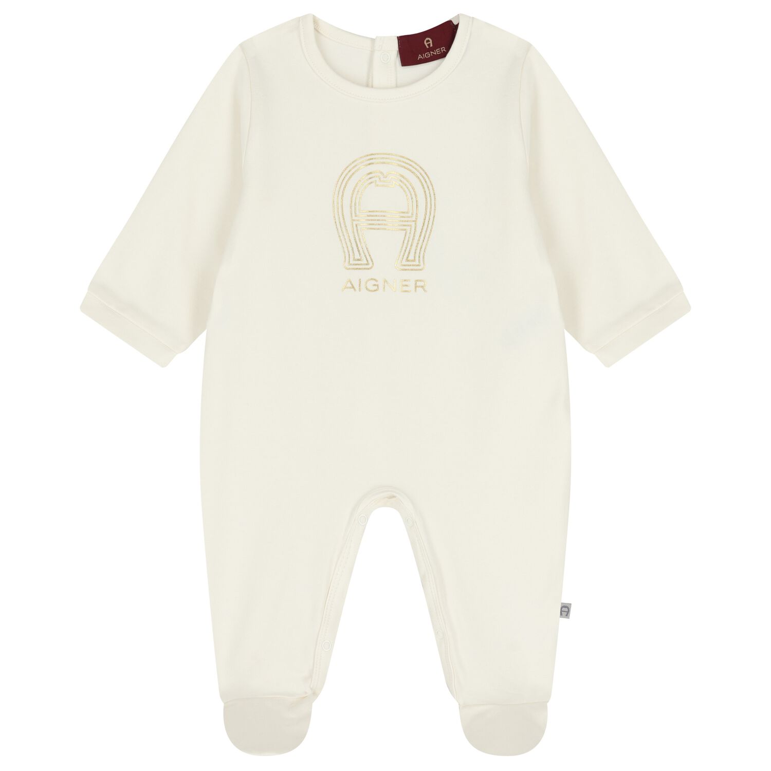 Ivory & Gold Logo Babygrow, 1, hi-res