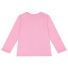 Younger Girls Pink Logo Long Sleeve Top, 1, hi-res