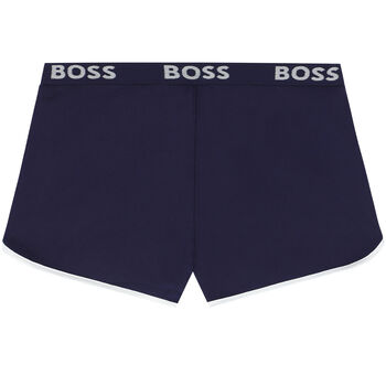 Girls Navy Blue Logo Shorts