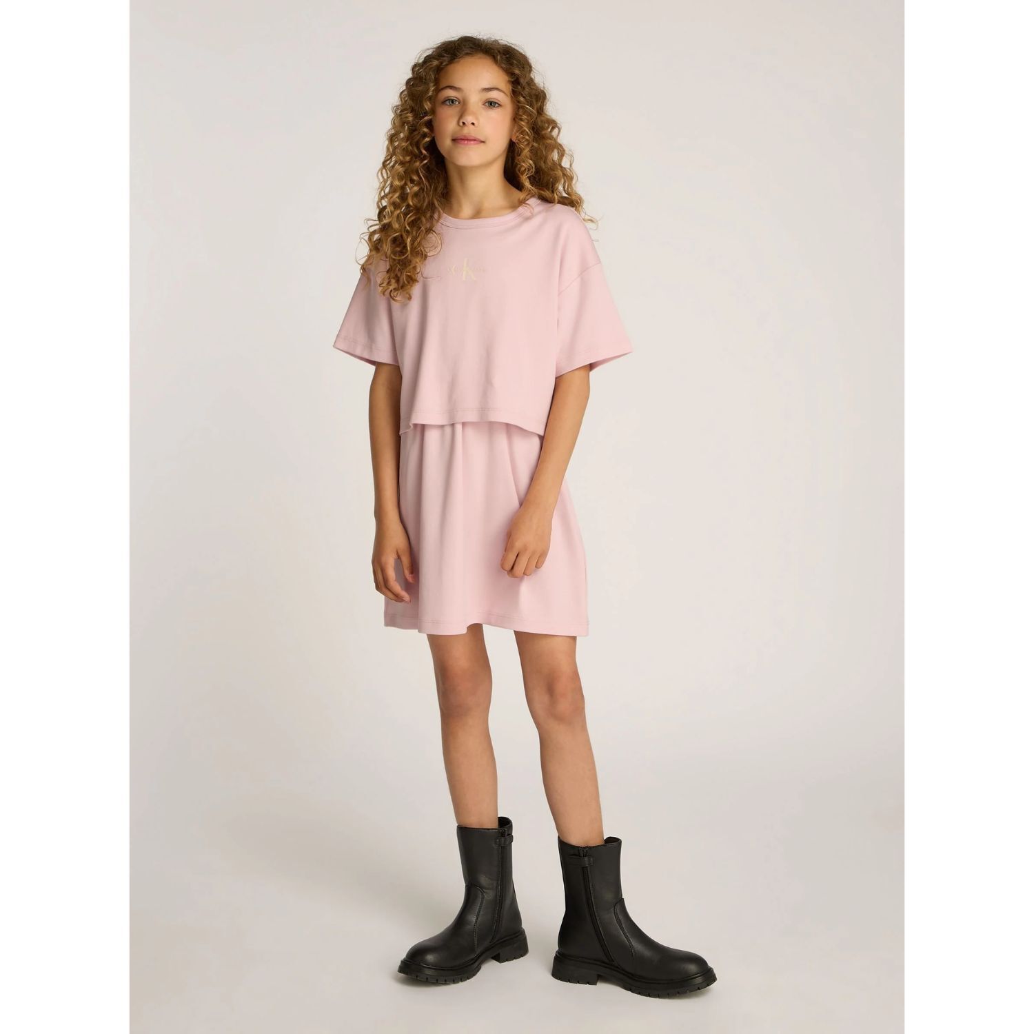 Girls Pink Logo Dress, 2, hi-res