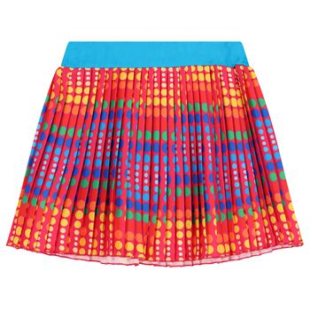 Girls Pink Pleated Dots Skirt