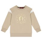 Boys Beige Logo Sweatshirt, 1, hi-res
