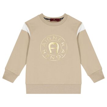 Boys Beige Logo Sweatshirt