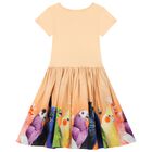 Girls Orange Parrot Dress, 1, hi-res
