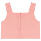 Girls Coral & White Rose Satin Skirt Set, 1, hi-res