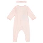 Girls Pink Babygrow & Headband Set, 1, hi-res