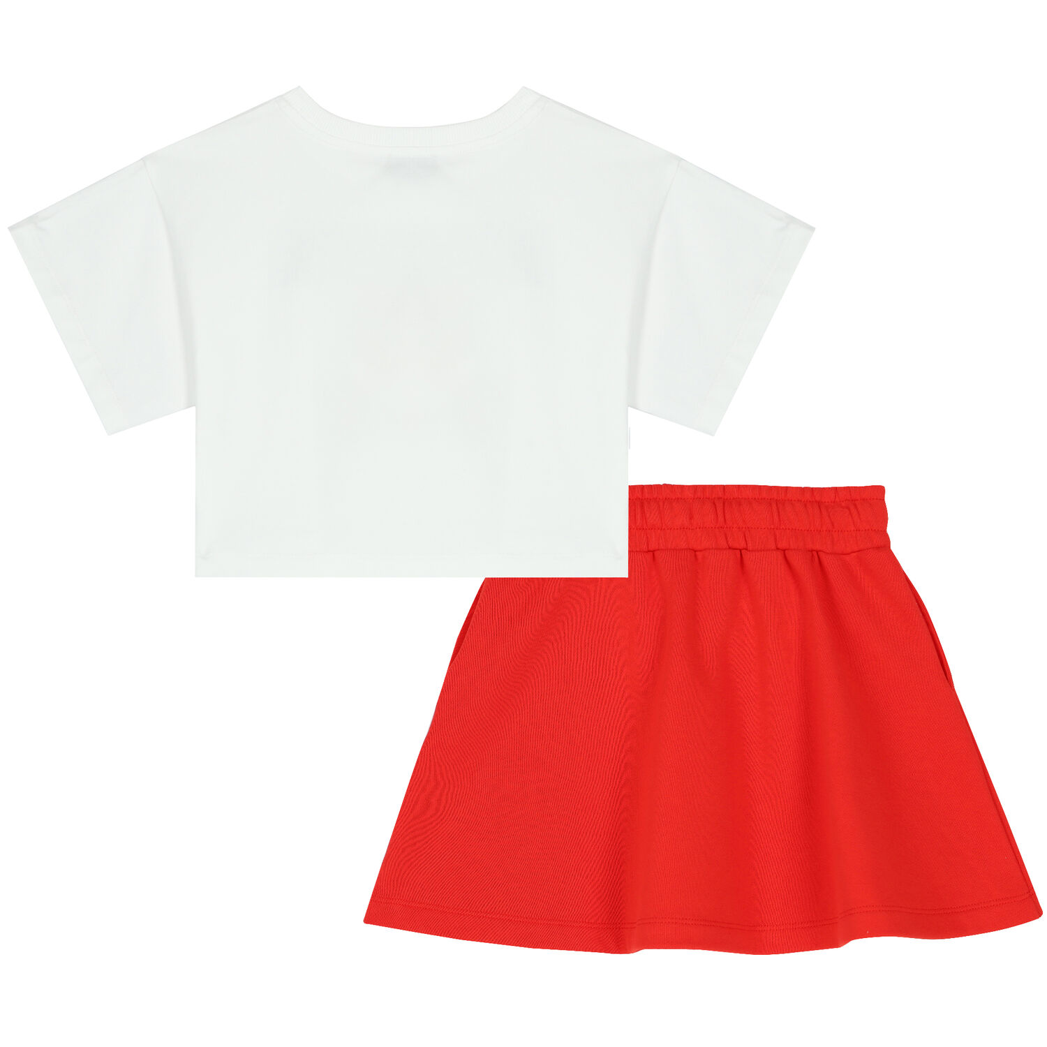 Girls White & Red Teddy Logo Skirt Set, 1, hi-res