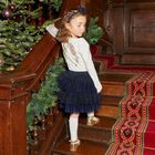 Girls Navy Blue Tulle Skirt, 2, hi-res