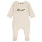 Beige Tiger Logo Babygrow, 1, hi-res