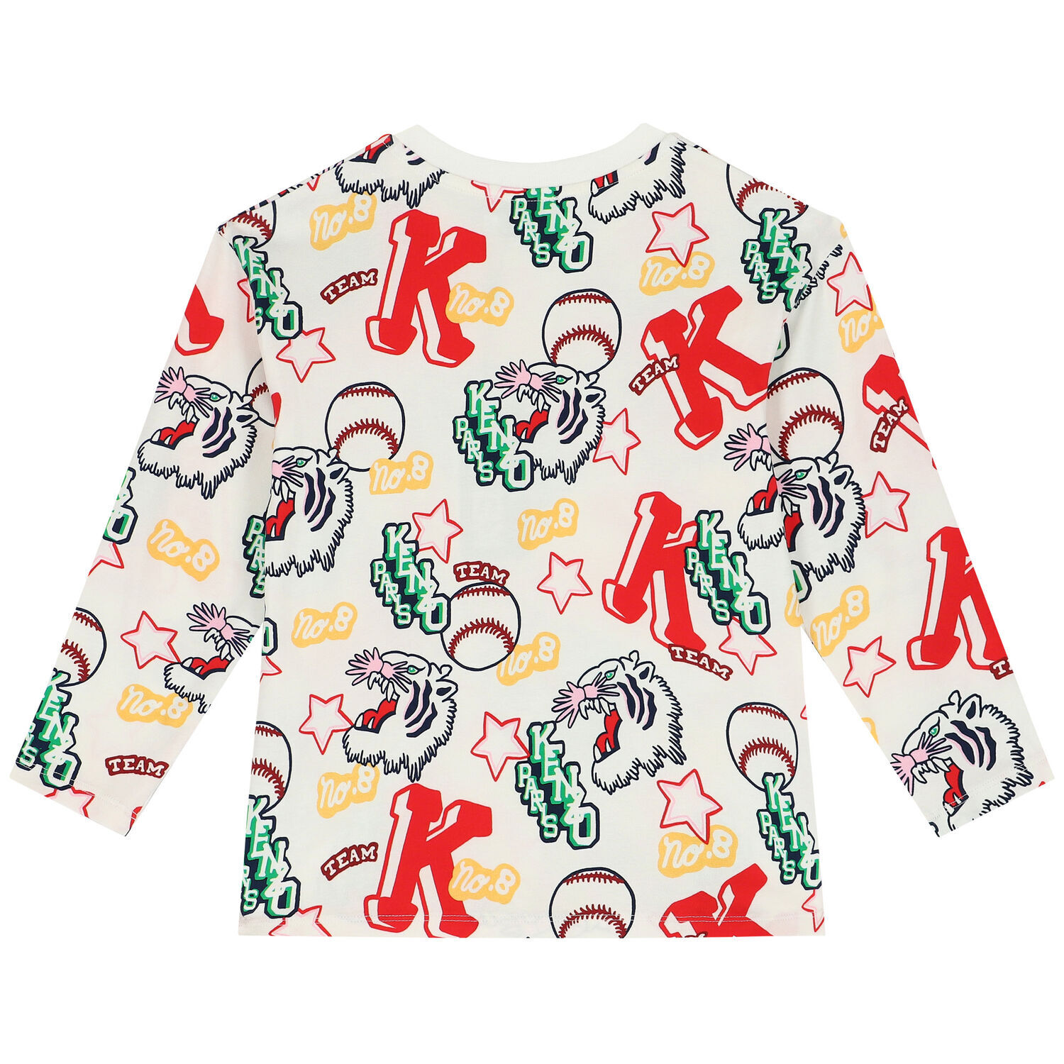 Girls White Varsity Logo Long Sleeve Top, 1, hi-res