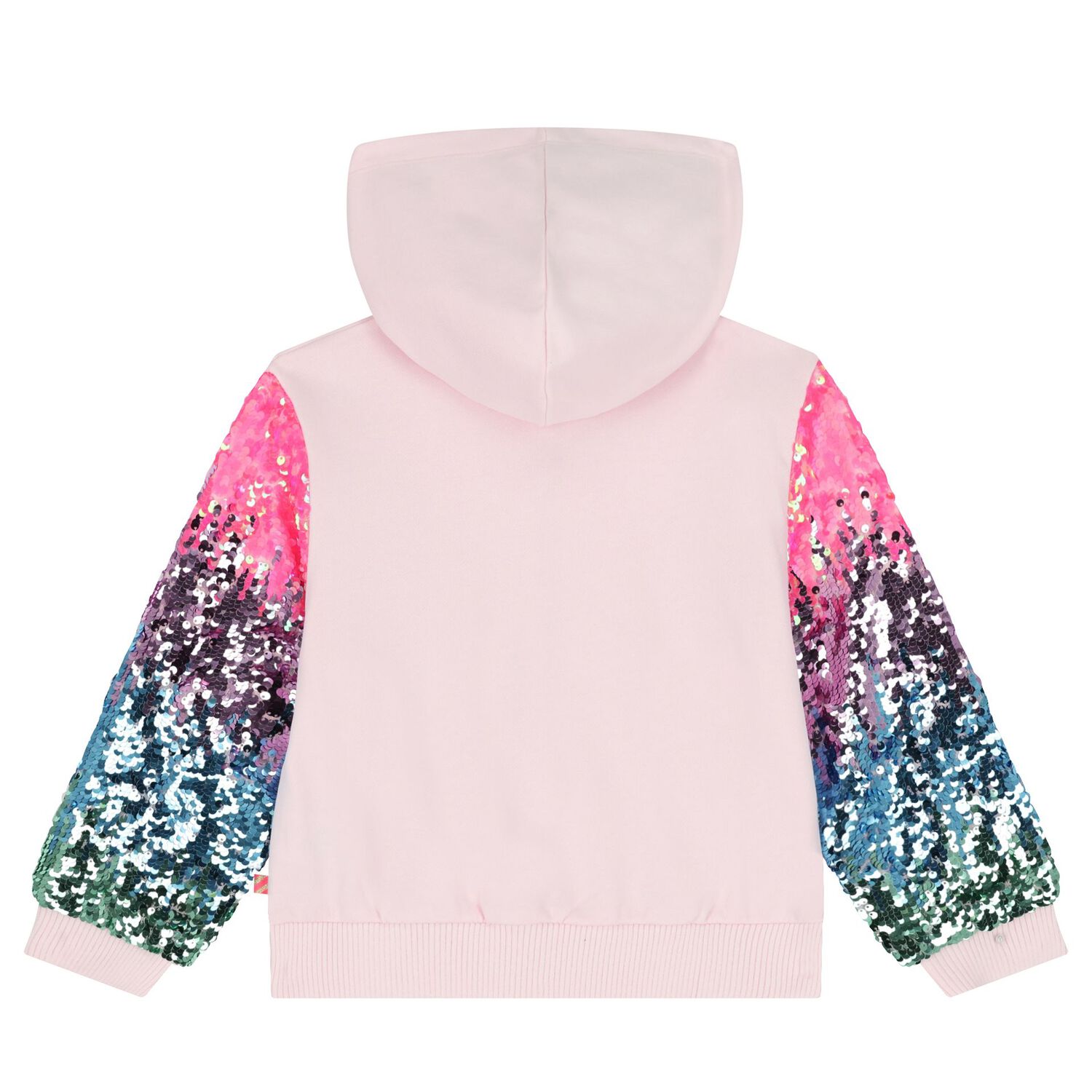 Girls Pink Sequin Hooded Zip Up Top, 1, hi-res