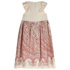 Girls Ivory & Pink Floral Paisley Dress , 2, hi-res