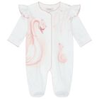 Baby Girls White Swan Babygrow, 1, hi-res