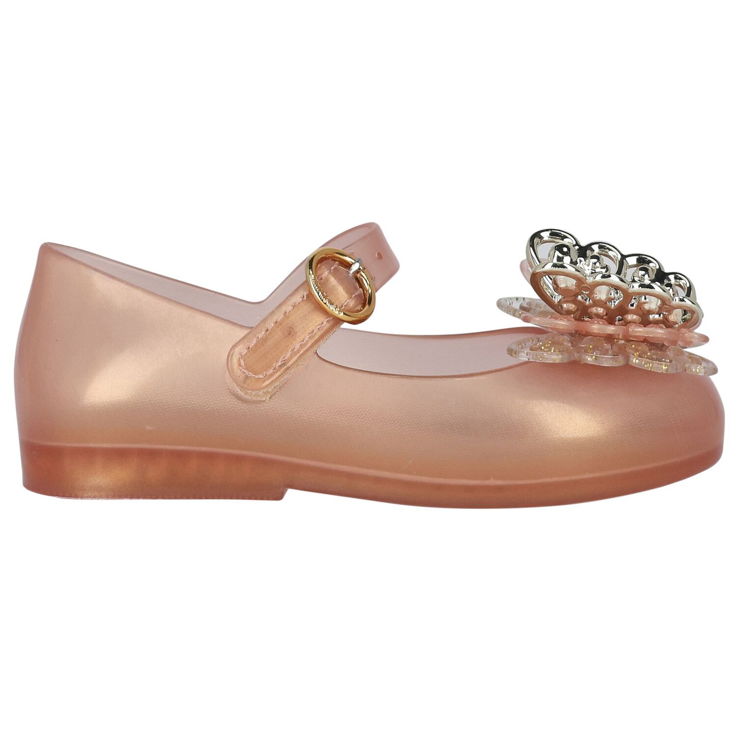 Girls Pink & Gold Butterly Jelly Shoes, 1, hi-res image number null