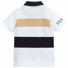 Boys White Embroidered Polo Shirt, 1, hi-res