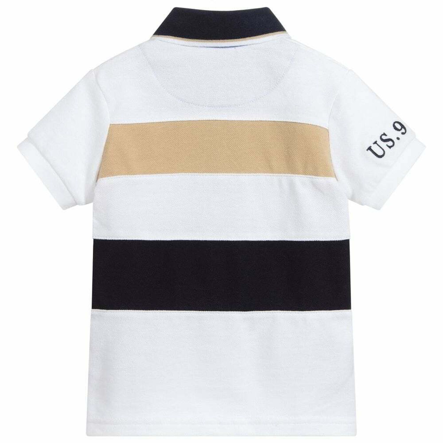 Boys White Embroidered Polo Shirt, 1, hi-res