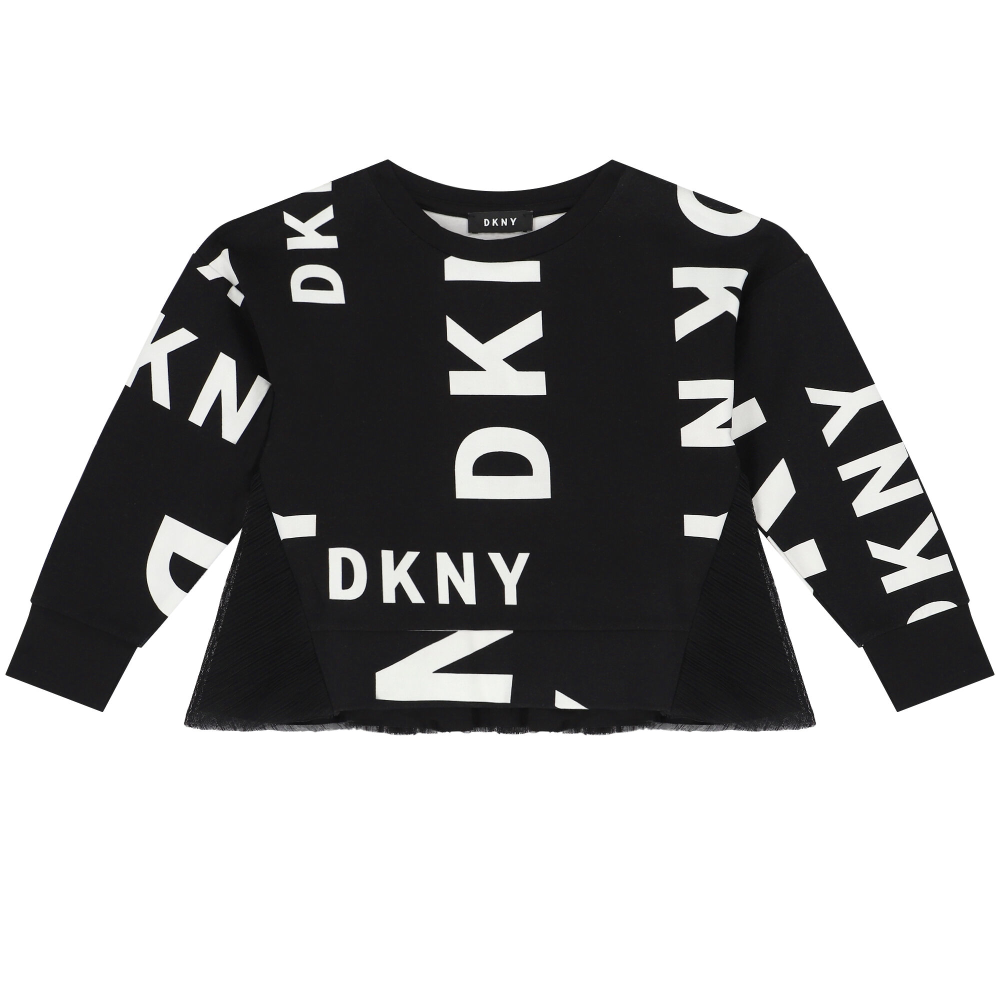 DKNY Girls Black Logo Sweatshirt Junior Couture UK