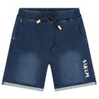 Boys Blue Denim Shorts, 1, hi-res