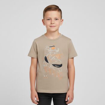 Boys Beige Roller Skates T-Shirt, 2 Boys Beige Roller Skates T-Shirt