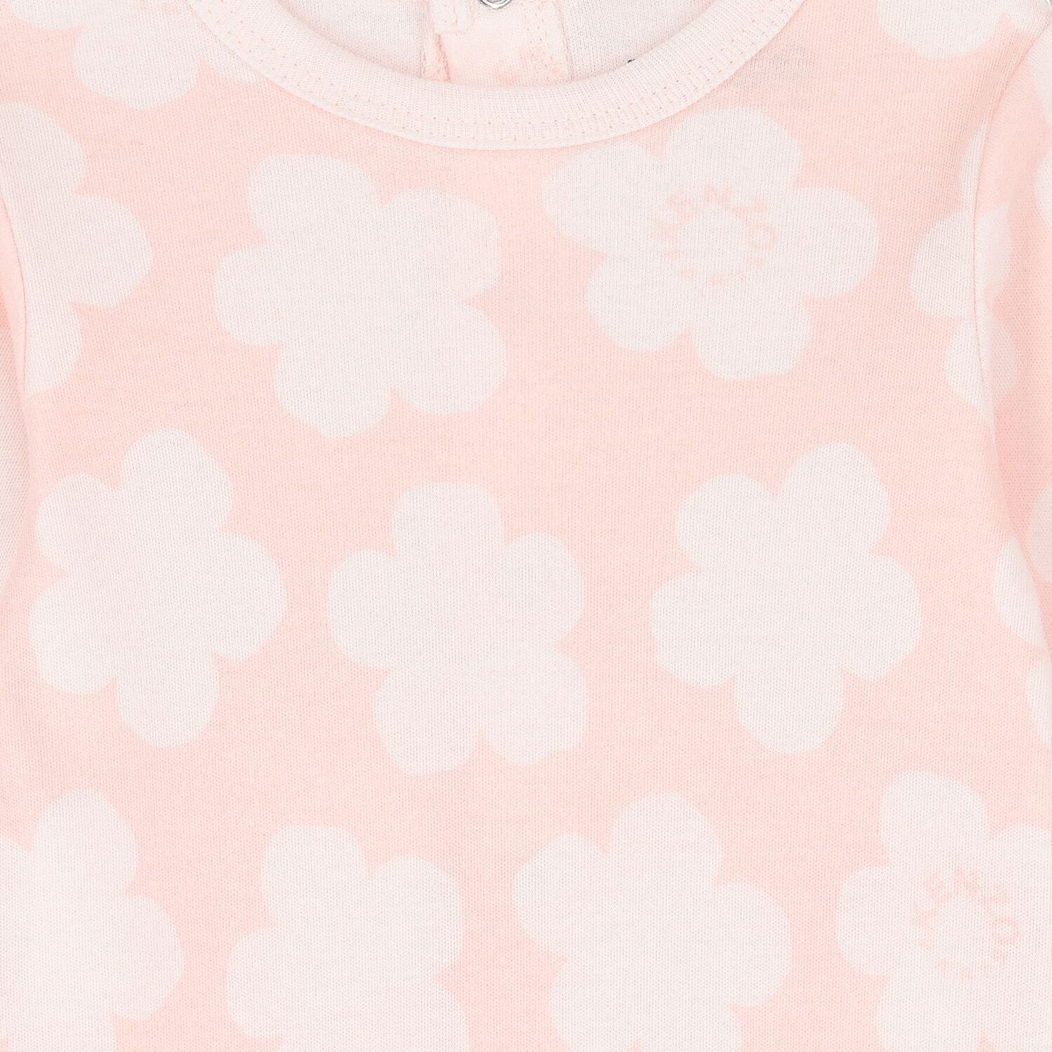 Baby Girls White & Pink Boke Flower Babygrows ( 2 Pack ), 2, hi-res