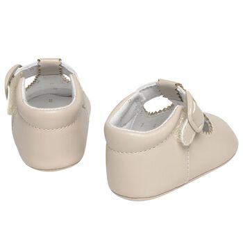 Beige Leather Pre Walker Shoes