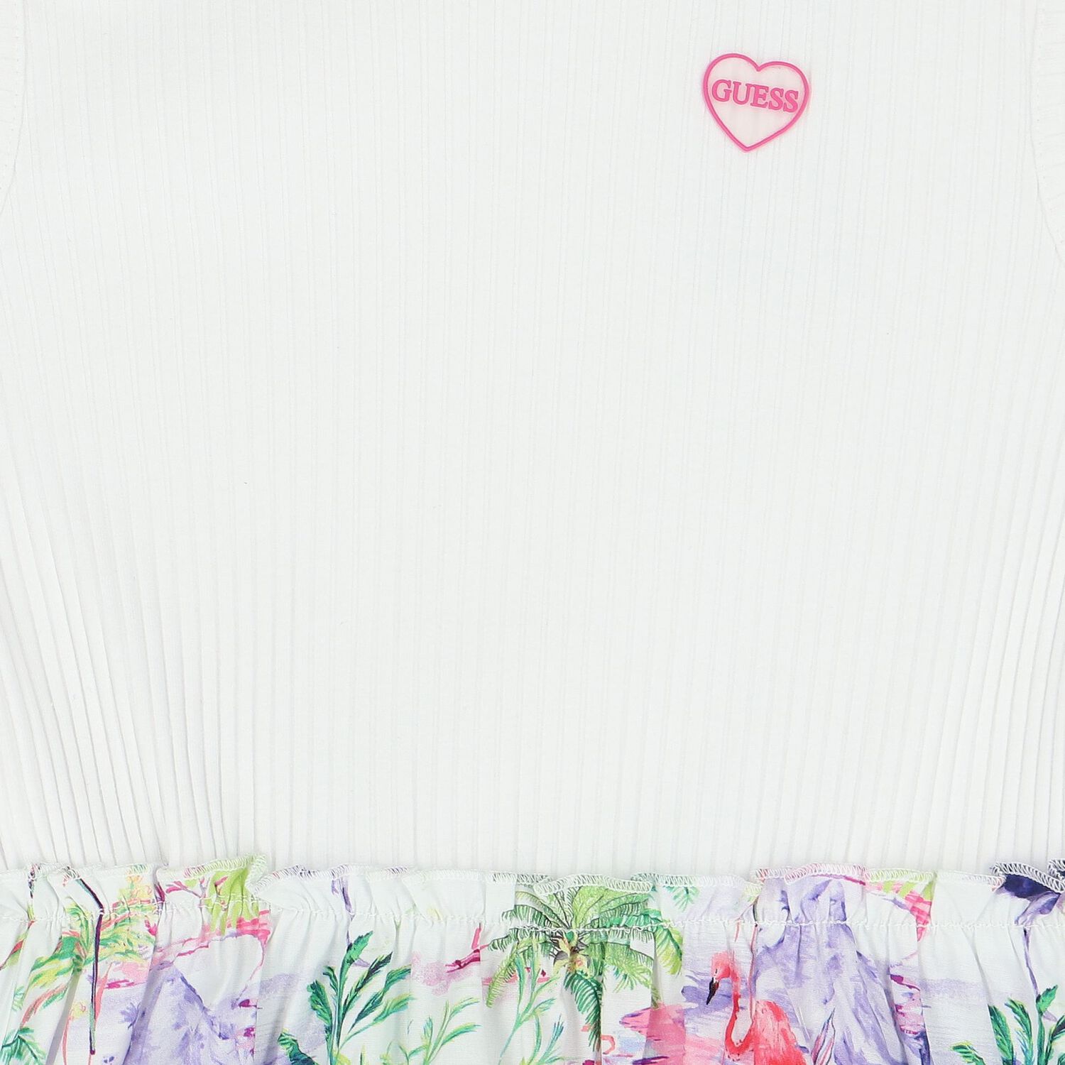 Girls Botanical Print Ribbed Dress, 1, hi-res