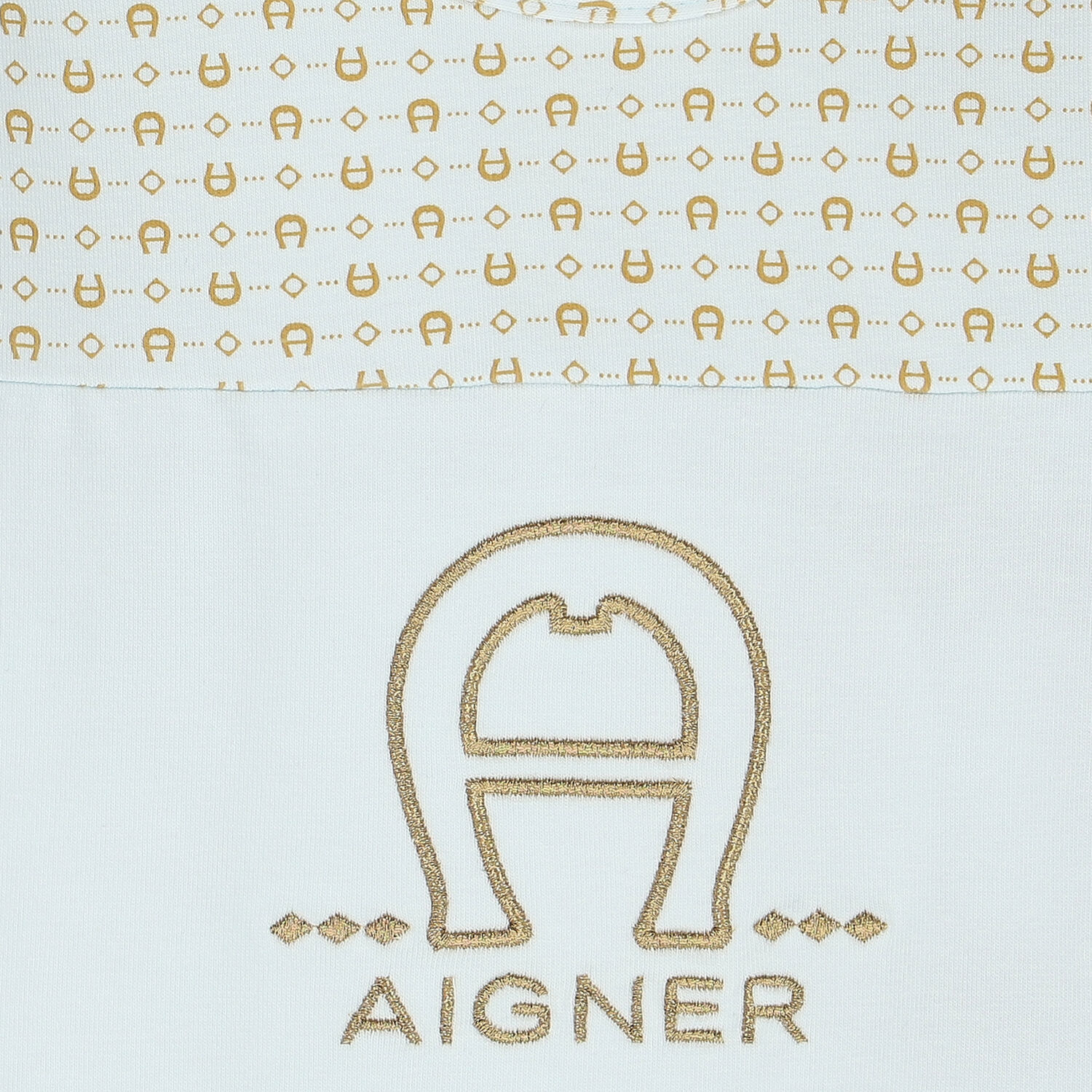 Baby Boys Blue & Gold Pima Cotton Logo Babygrow, 1, hi-res